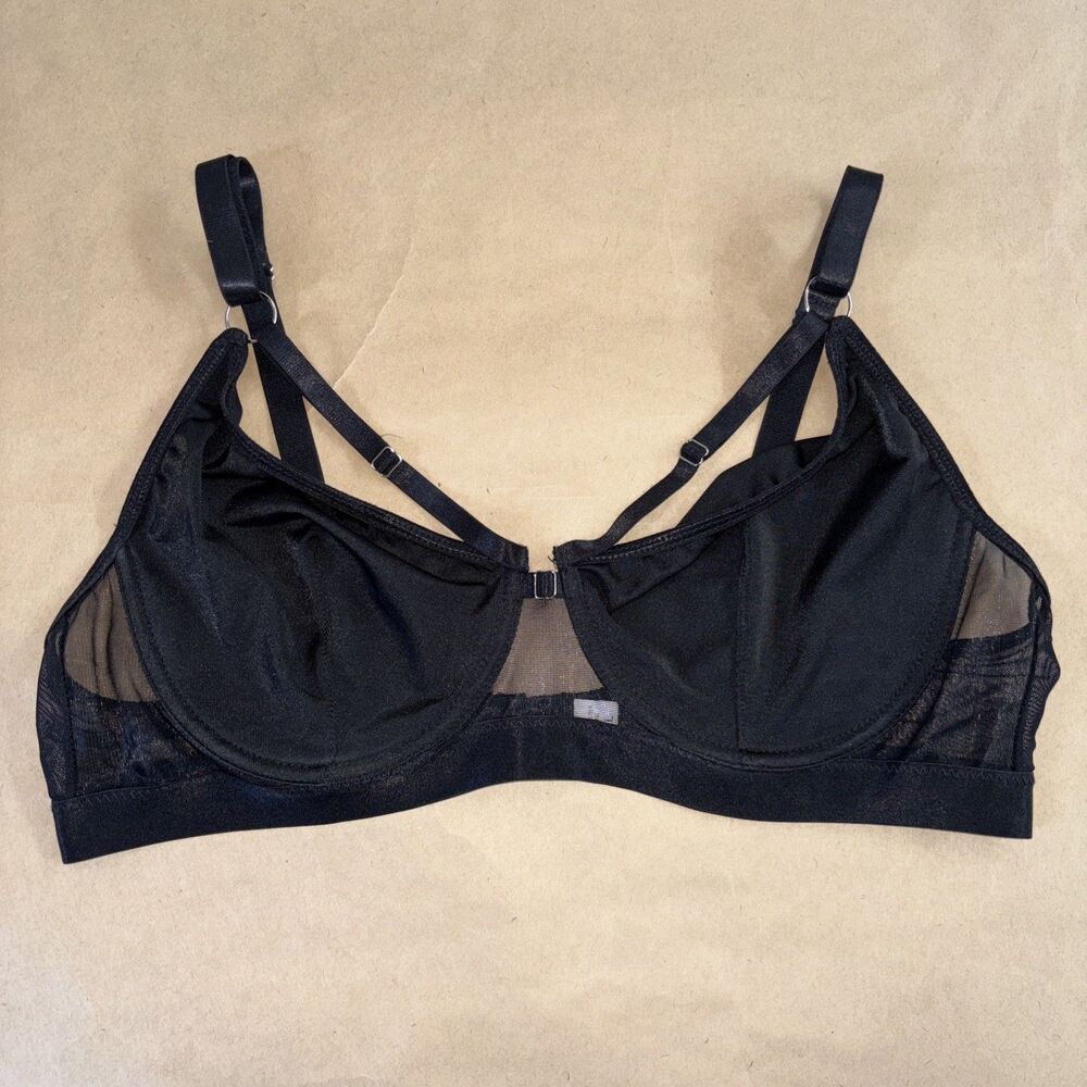 Women’s Plus XXL Black mesh Cage bra festival cosplay lingerie